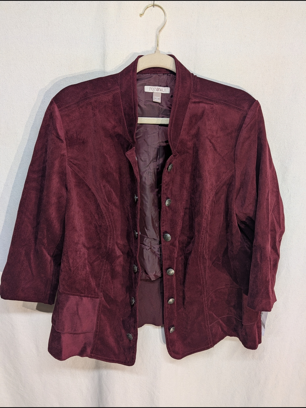 Women's Burgundy Suede Button-Front Jacket